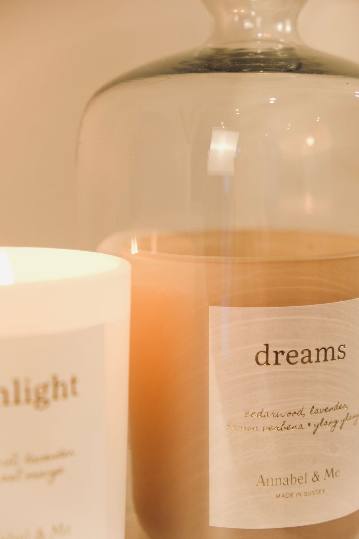 Dreams candle for deep relaxation - cedarwood, lavender, lemon verbena, and ylang ylang