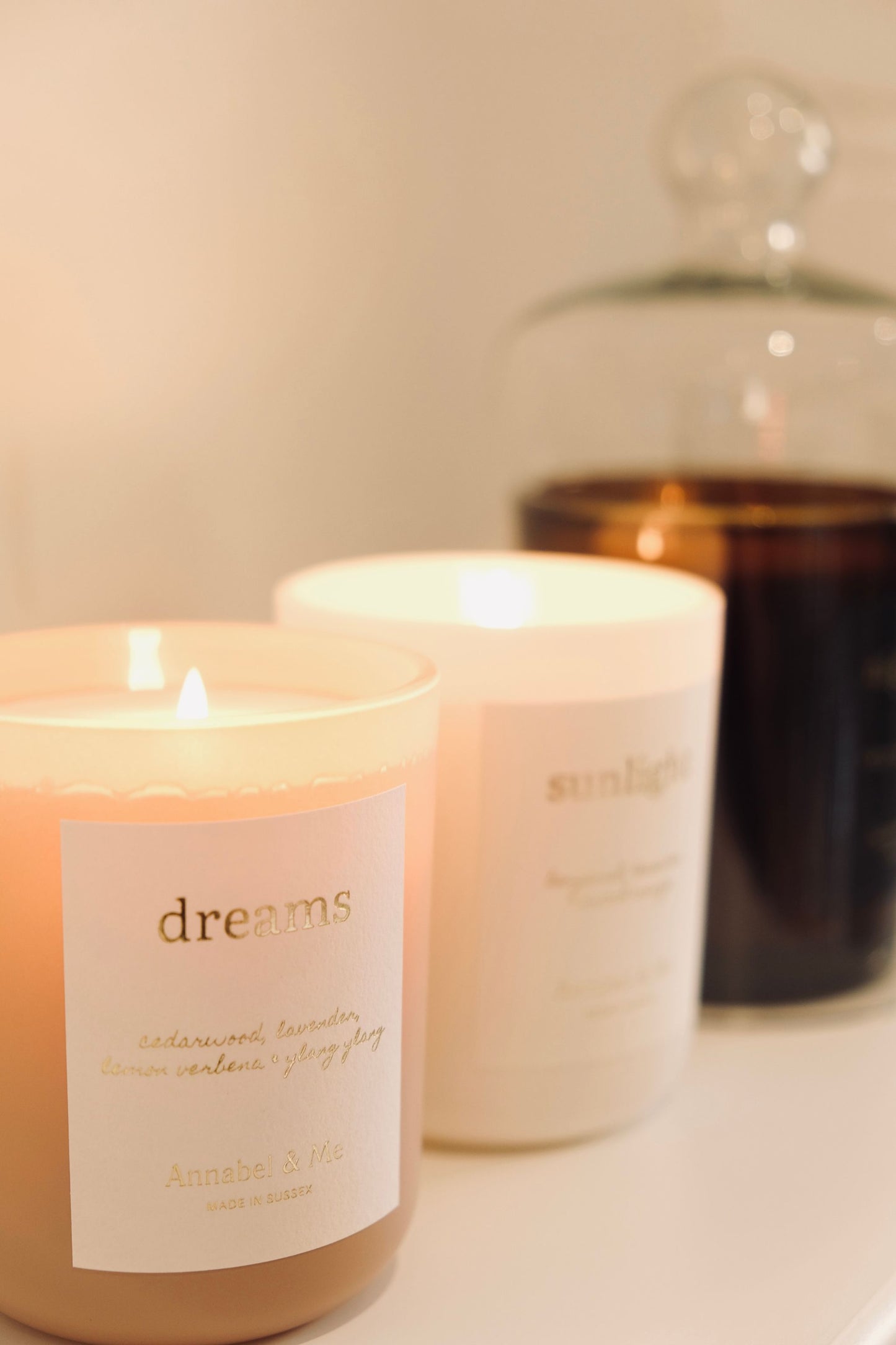 Dreams candle for deep relaxation - cedarwood, lavender, lemon verbena, and ylang ylang